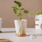 Carrara Brown Planter With Coaster Nestasia