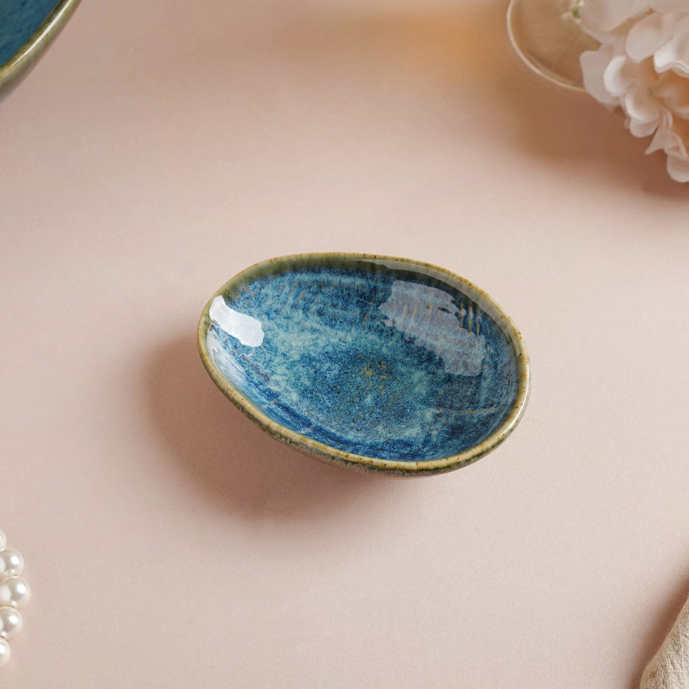 Boracay Organic Shaped Ceramic Dip Bowl Blue 50 ml Nestasia