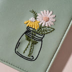 Flower Jar Two Fold Passport Cover Green Nestasia
