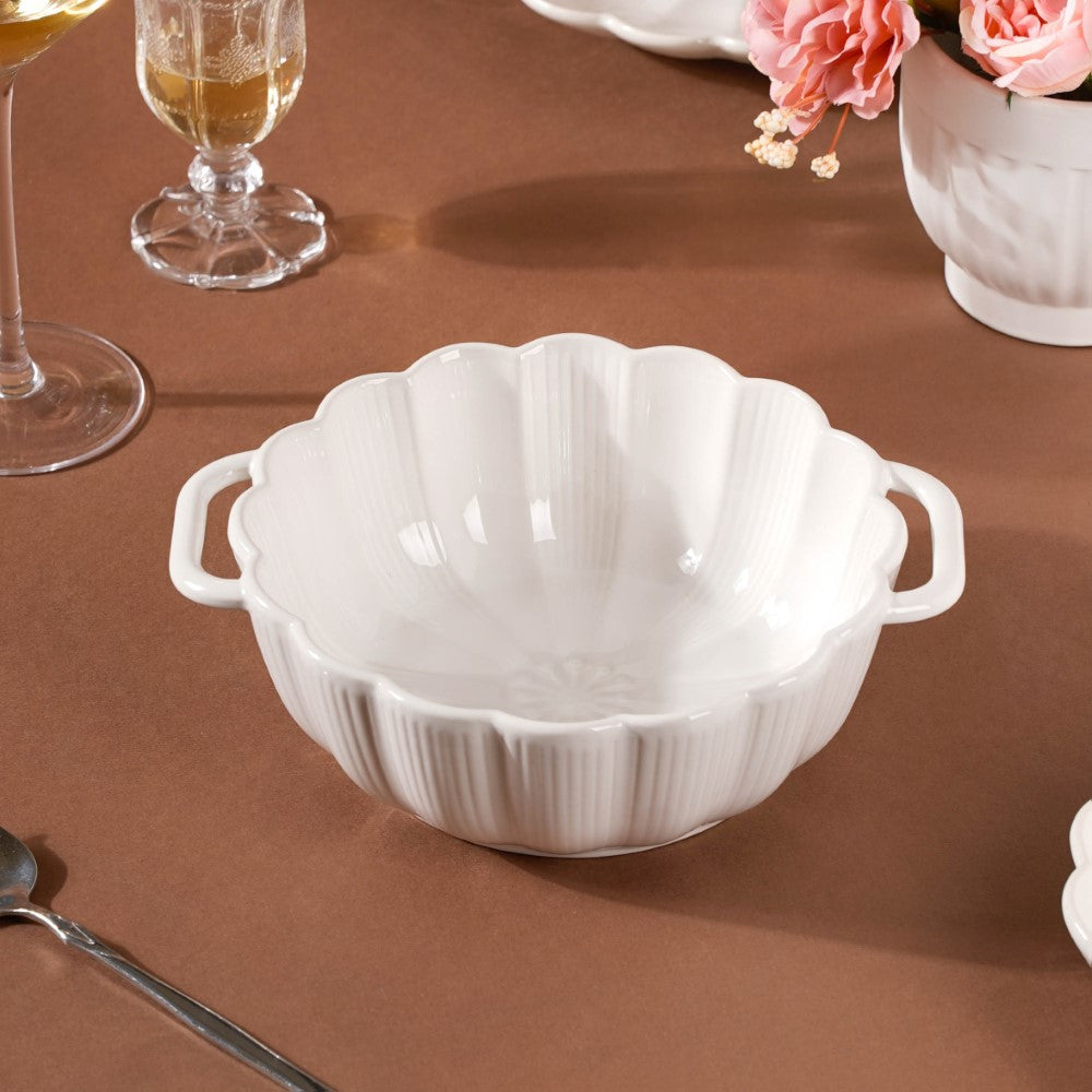 Ocean Serving Bowl with Handle White 600ml Nestasia