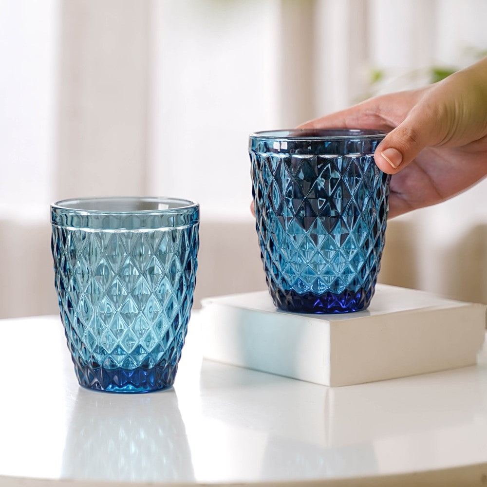 Aqua Blue Glassware Set of 4 Nestasia