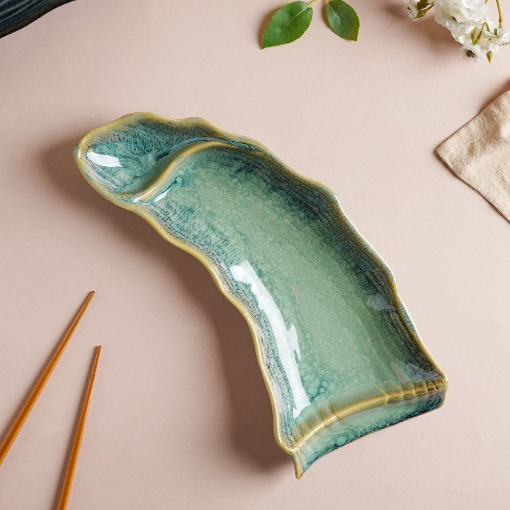 Forest Green Gloss Section Plate 12 Inch Nestasia