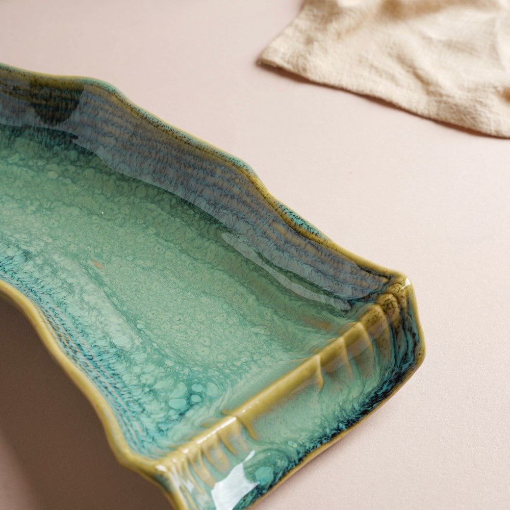 Forest Green Gloss Section Plate 12 Inch Nestasia