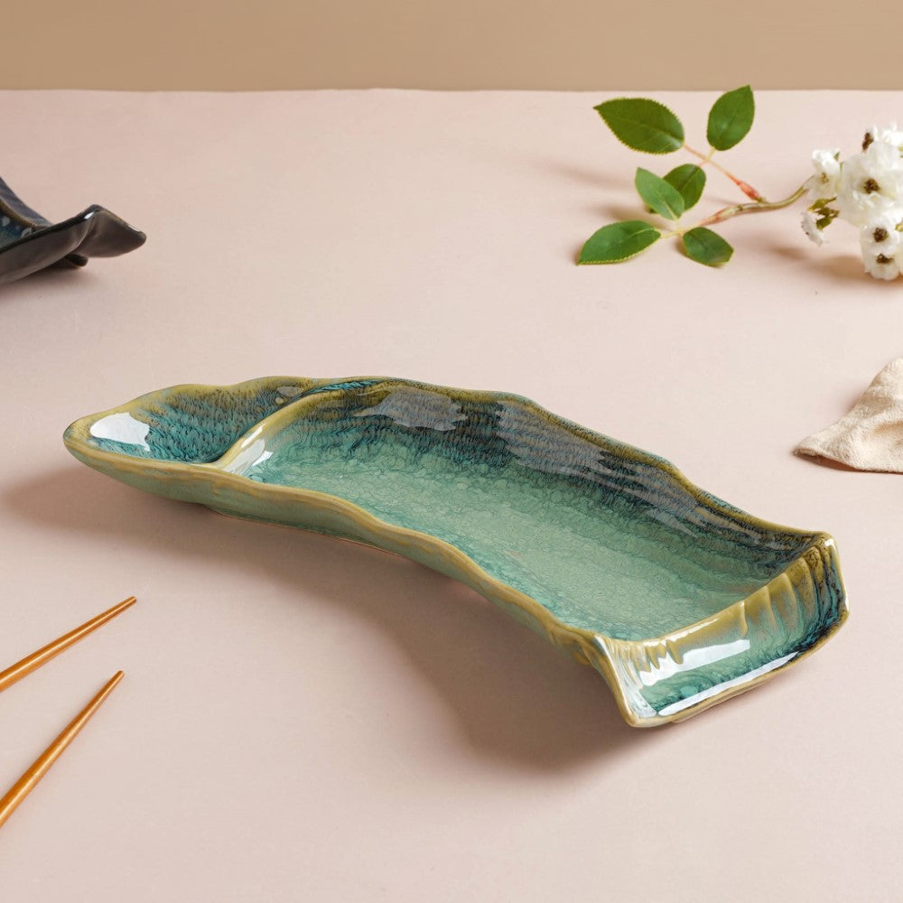 Forest Green Gloss Section Plate 12 Inch Nestasia