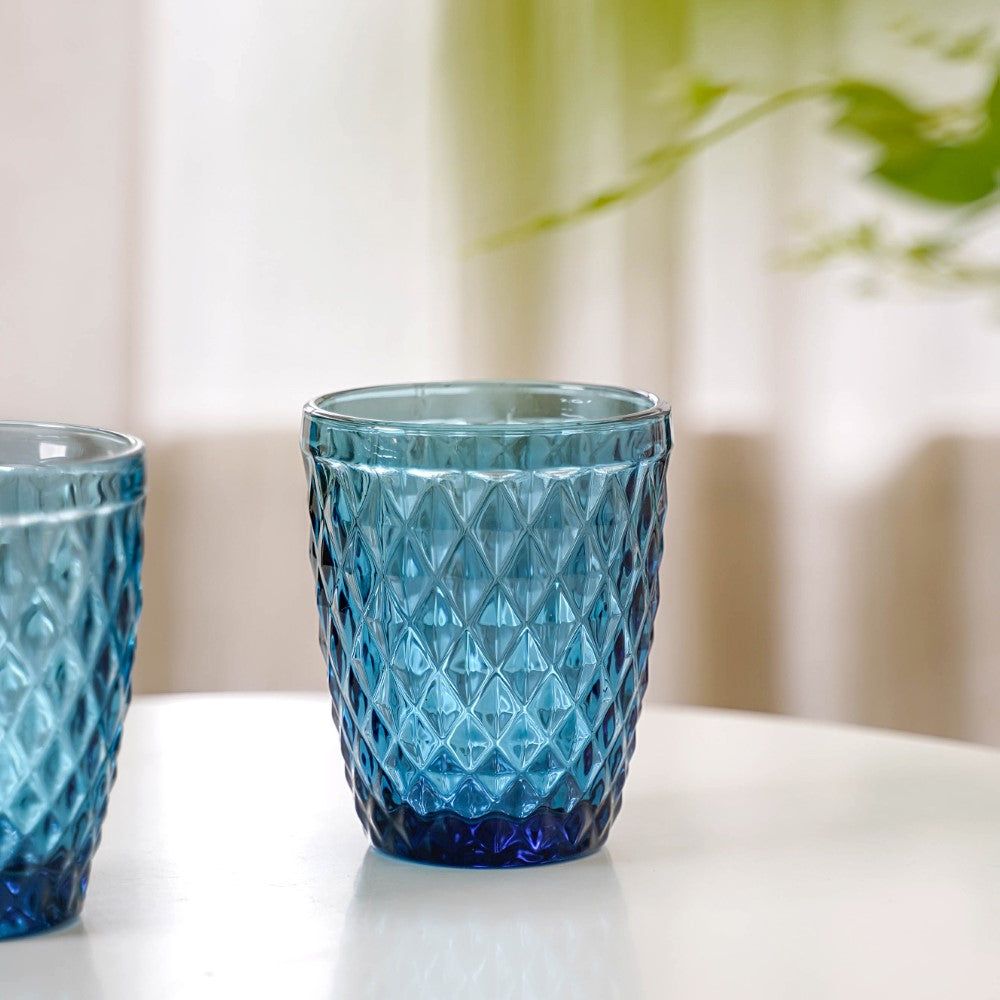 Aqua Blue Glassware Set of 4 Nestasia