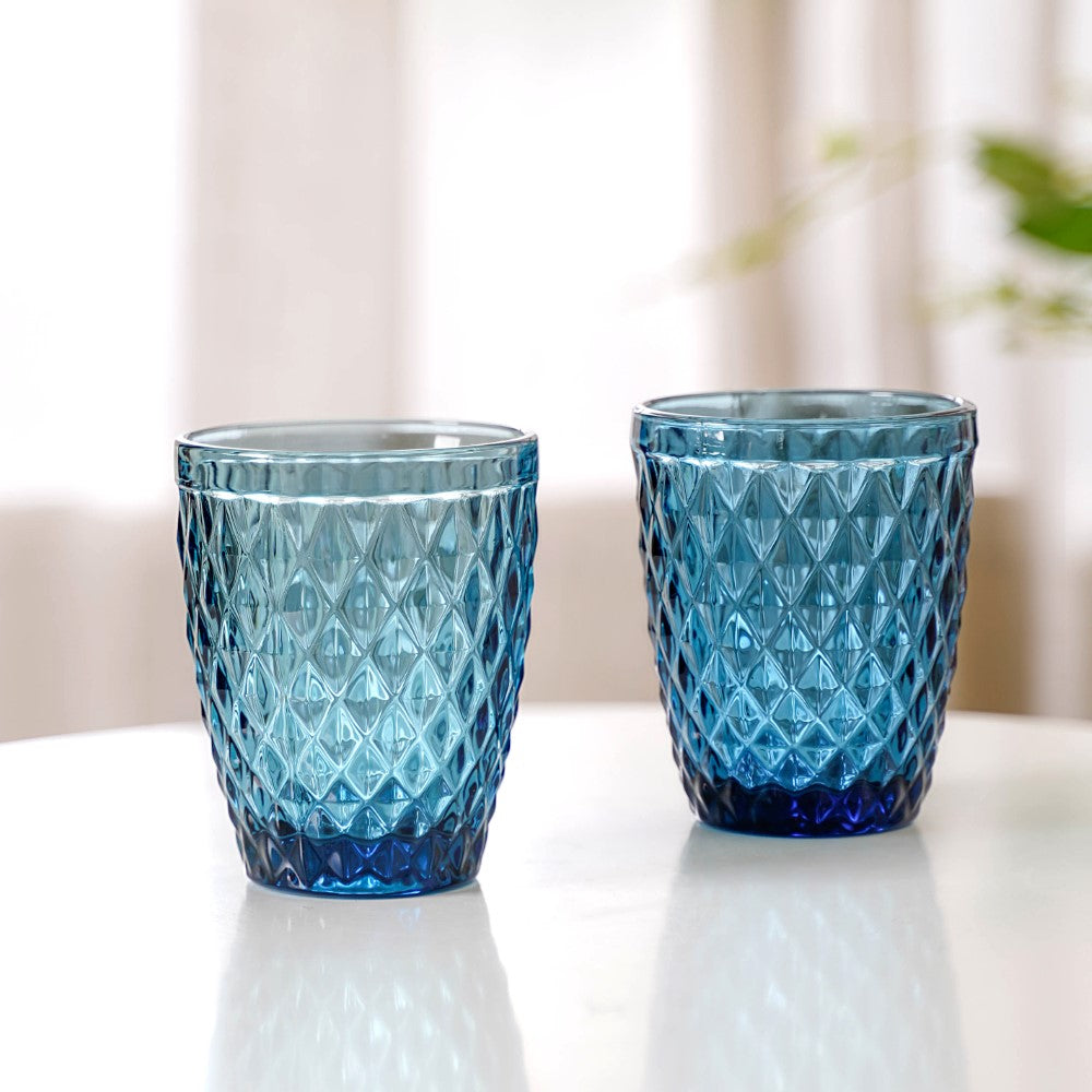 Aqua Blue Glassware Set of 4 Nestasia