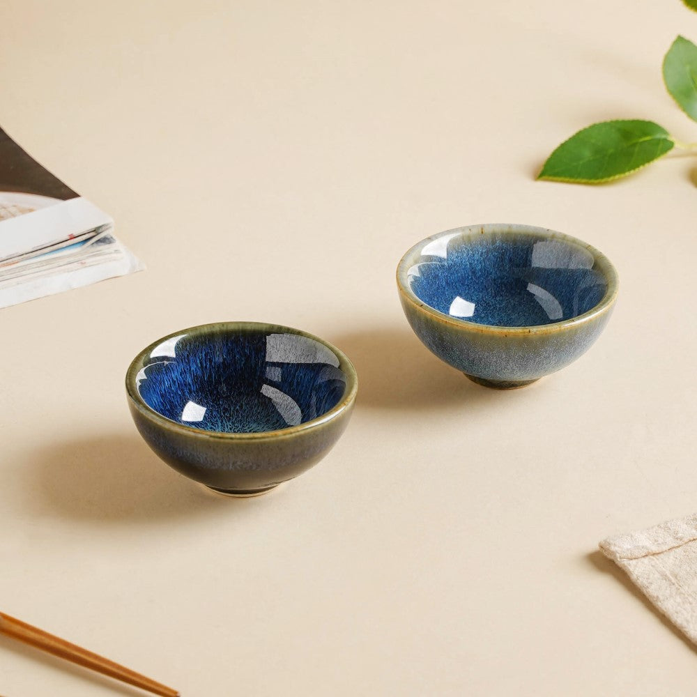 Sapphire Glazed Ceramic Dip Bowl Blue 50 ml Nestasia