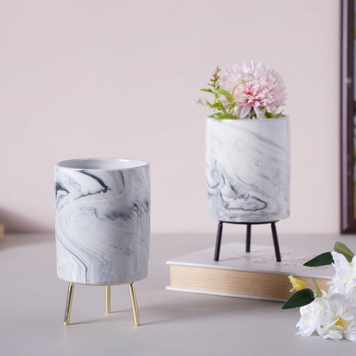 Marble Ceramic Indoor Planter- Large Nestasia