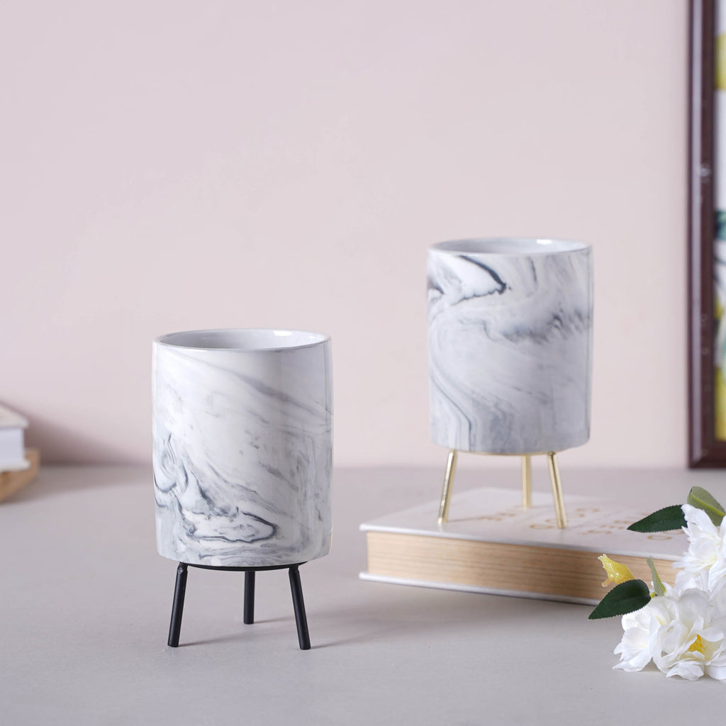 Marble Ceramic Indoor Planter- Large Nestasia
