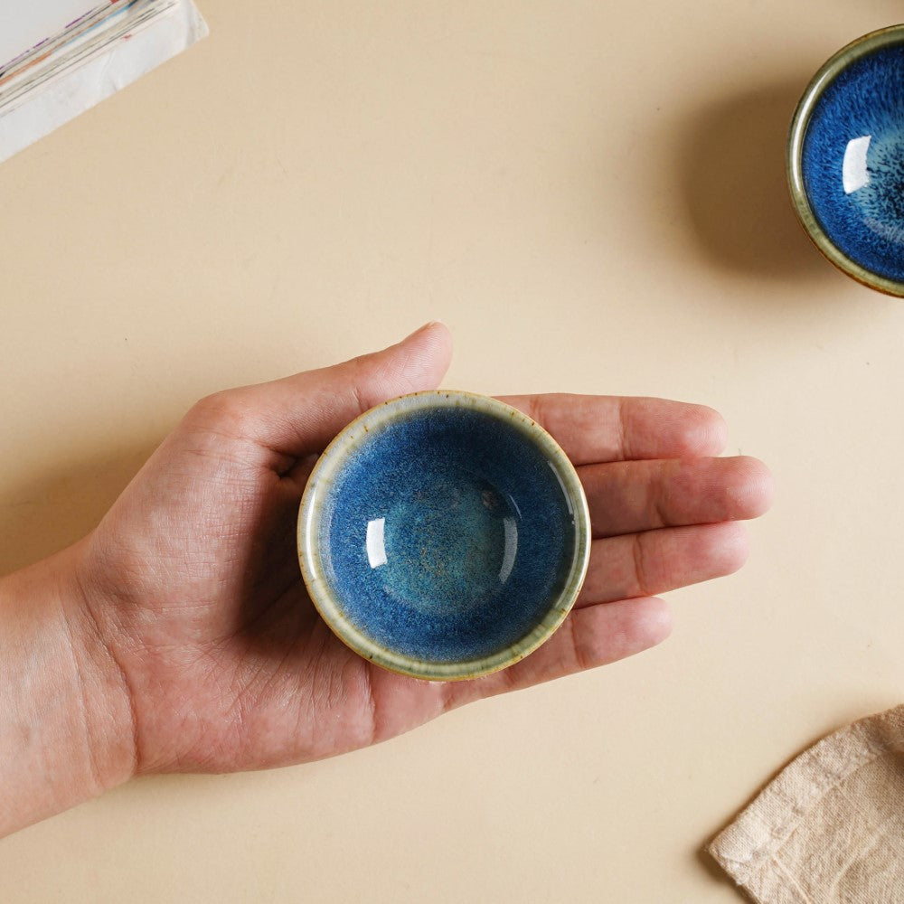 Sapphire Glazed Ceramic Dip Bowl Blue 50 ml Nestasia