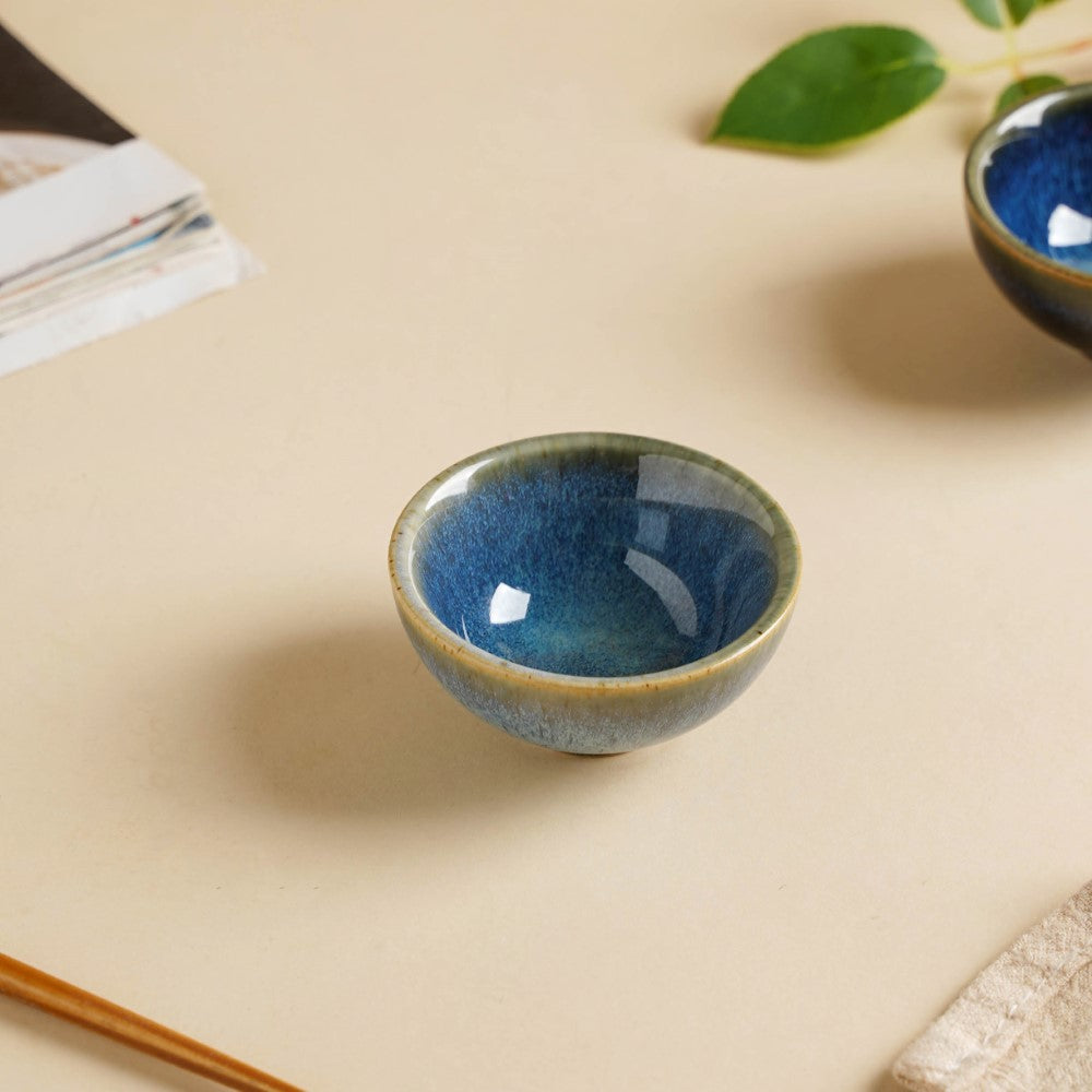 Sapphire Glazed Ceramic Dip Bowl Blue 50 ml Nestasia