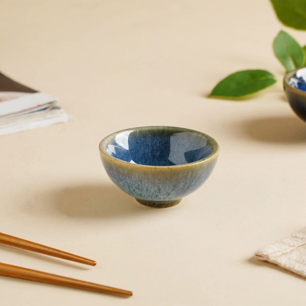 Sapphire Glazed Ceramic Dip Bowl Blue 50 ml Nestasia