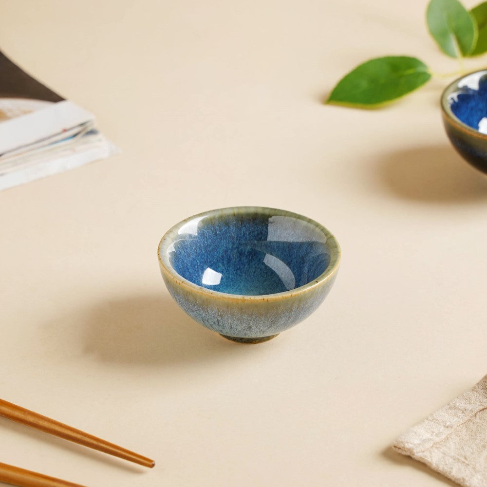 Sapphire Glazed Ceramic Dip Bowl Blue 50 ml Nestasia