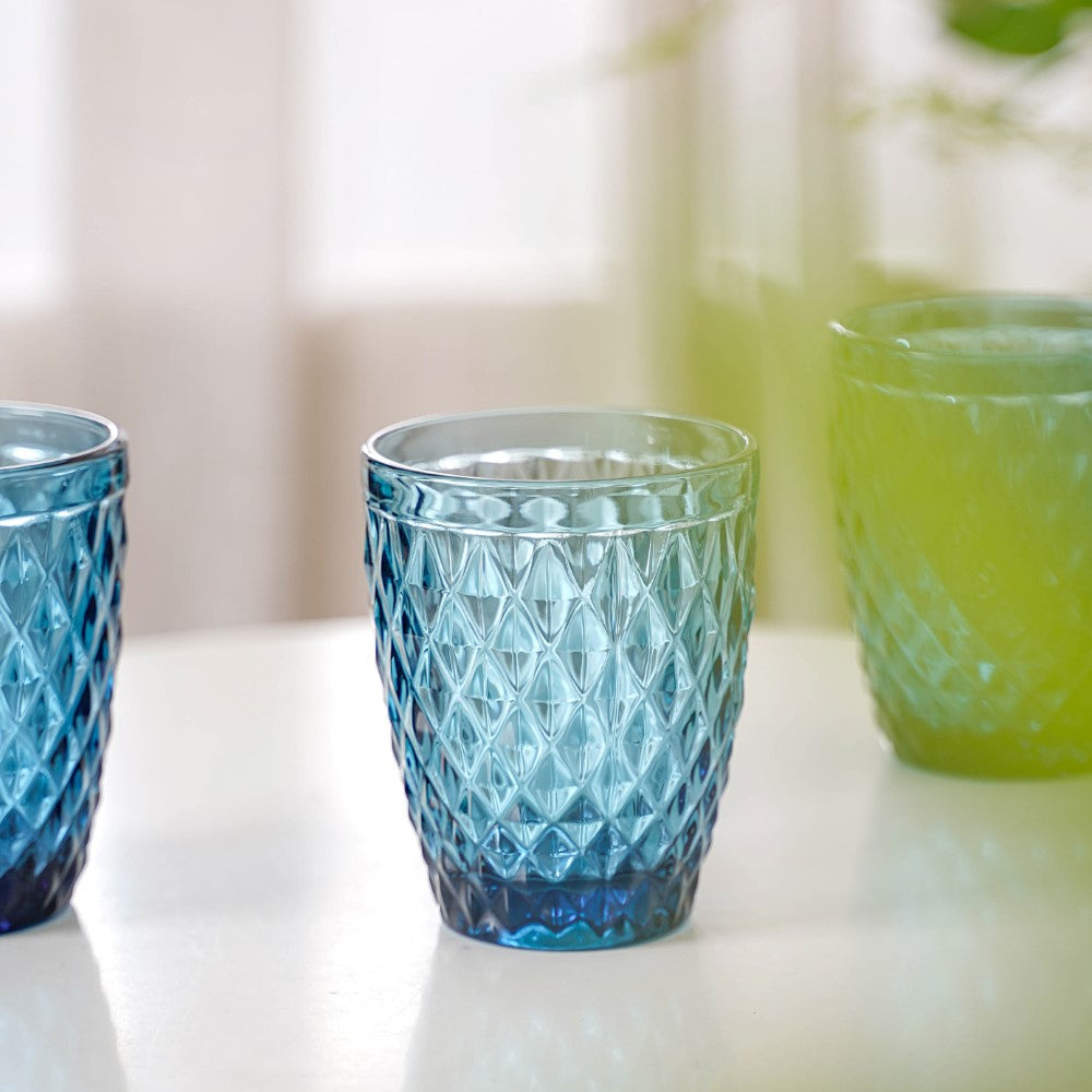 Aqua Blue Glassware Set of 4 Nestasia