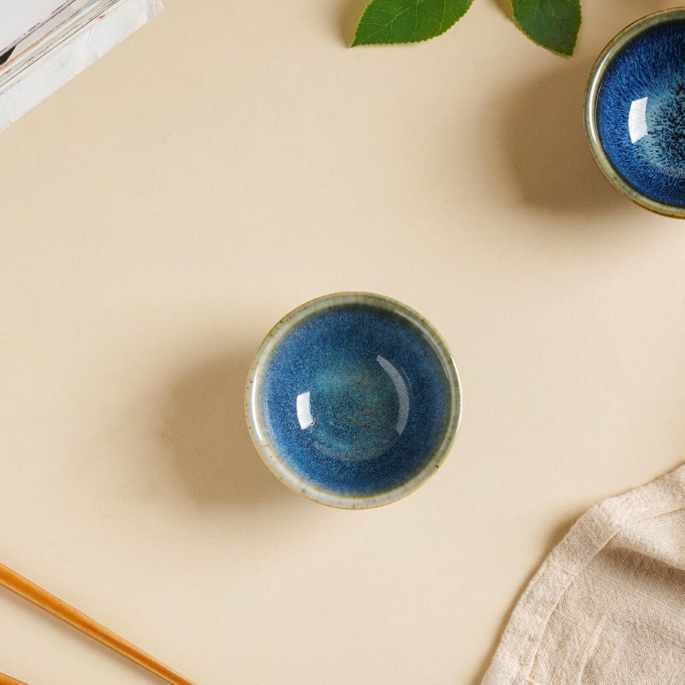 Sapphire Glazed Ceramic Dip Bowl Blue 50 ml Nestasia