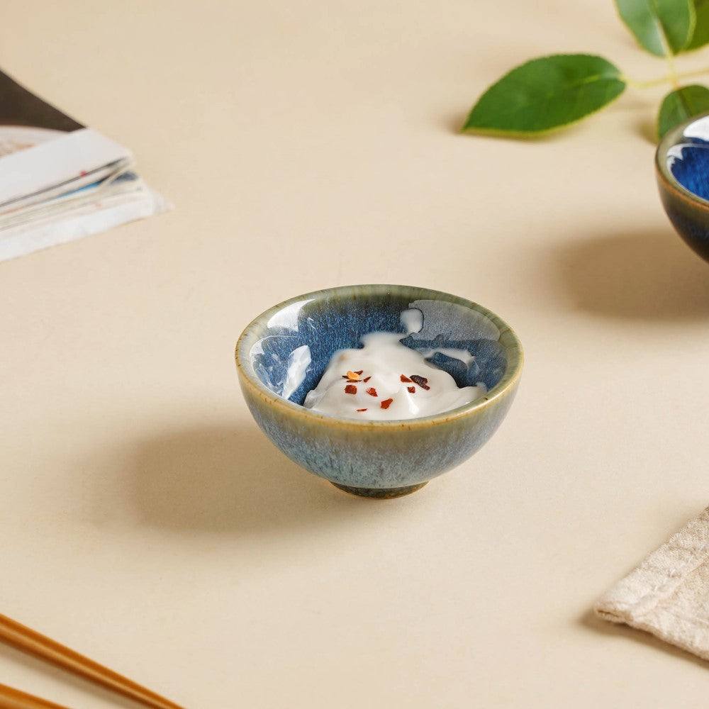 Sapphire Glazed Ceramic Dip Bowl Blue 50 ml Nestasia