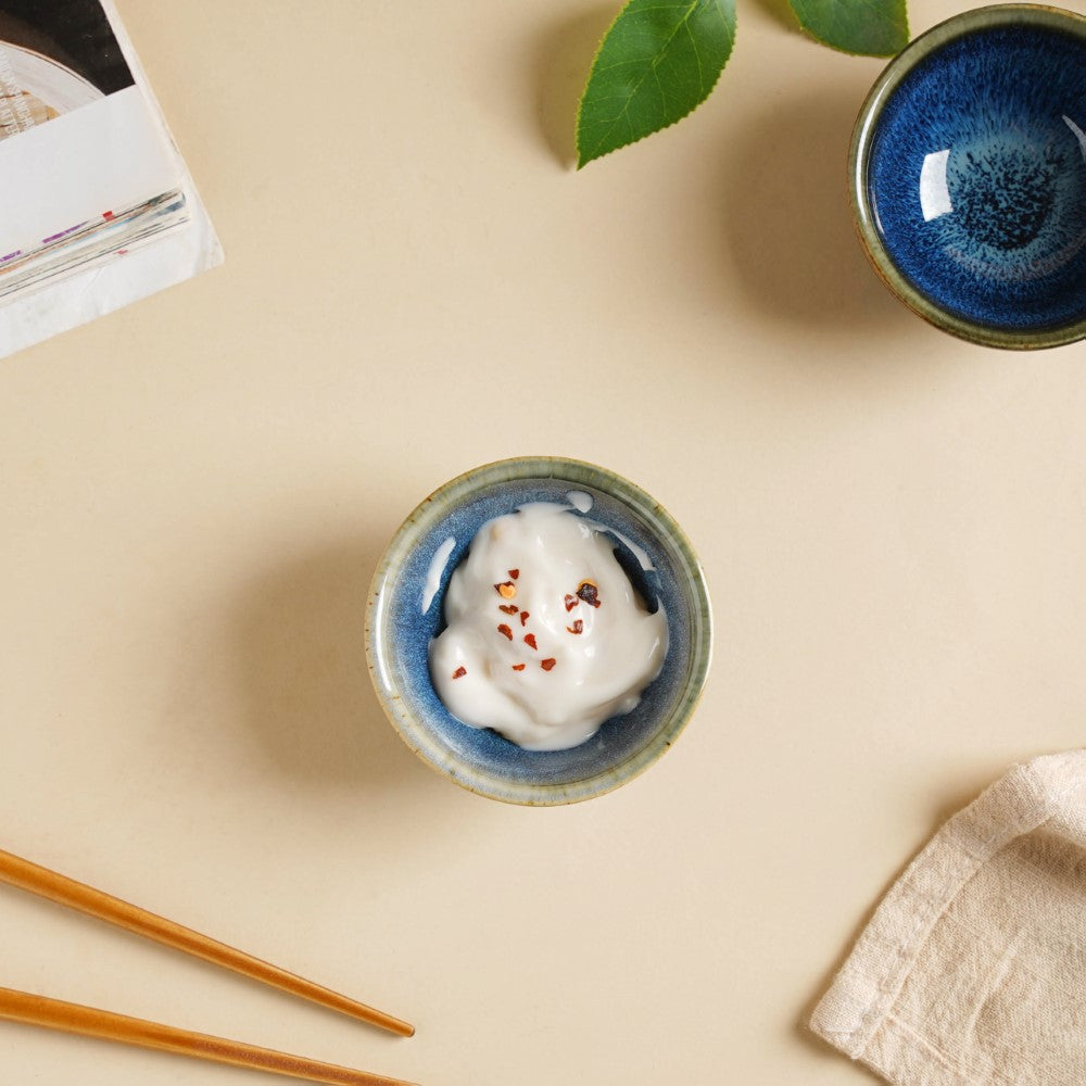 Sapphire Glazed Ceramic Dip Bowl Blue 50 ml Nestasia