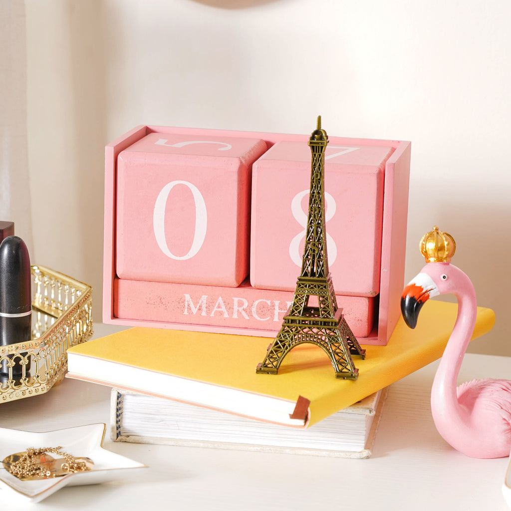 Pink Wooden Table Calendar Nestasia