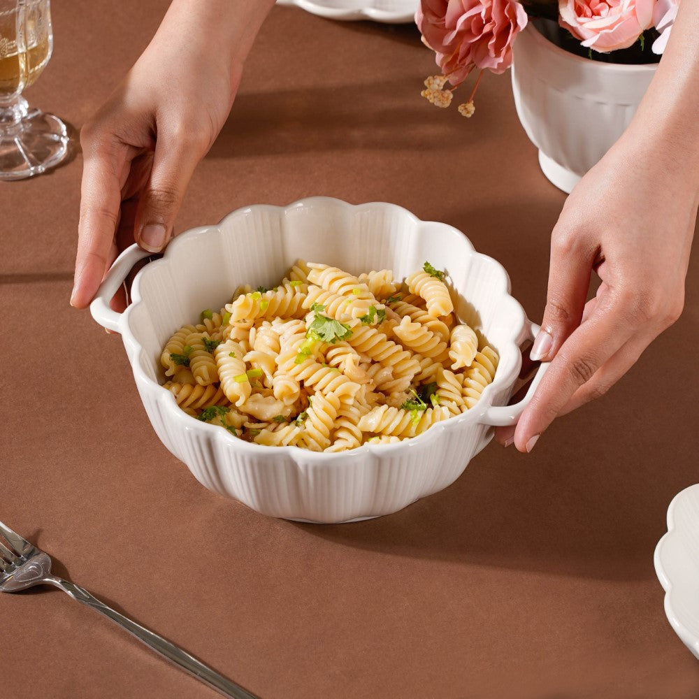 Ocean Serving Bowl with Handle White 600ml Nestasia