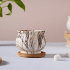 Cinzia Marble Patterned Planter With Coaster Nestasia