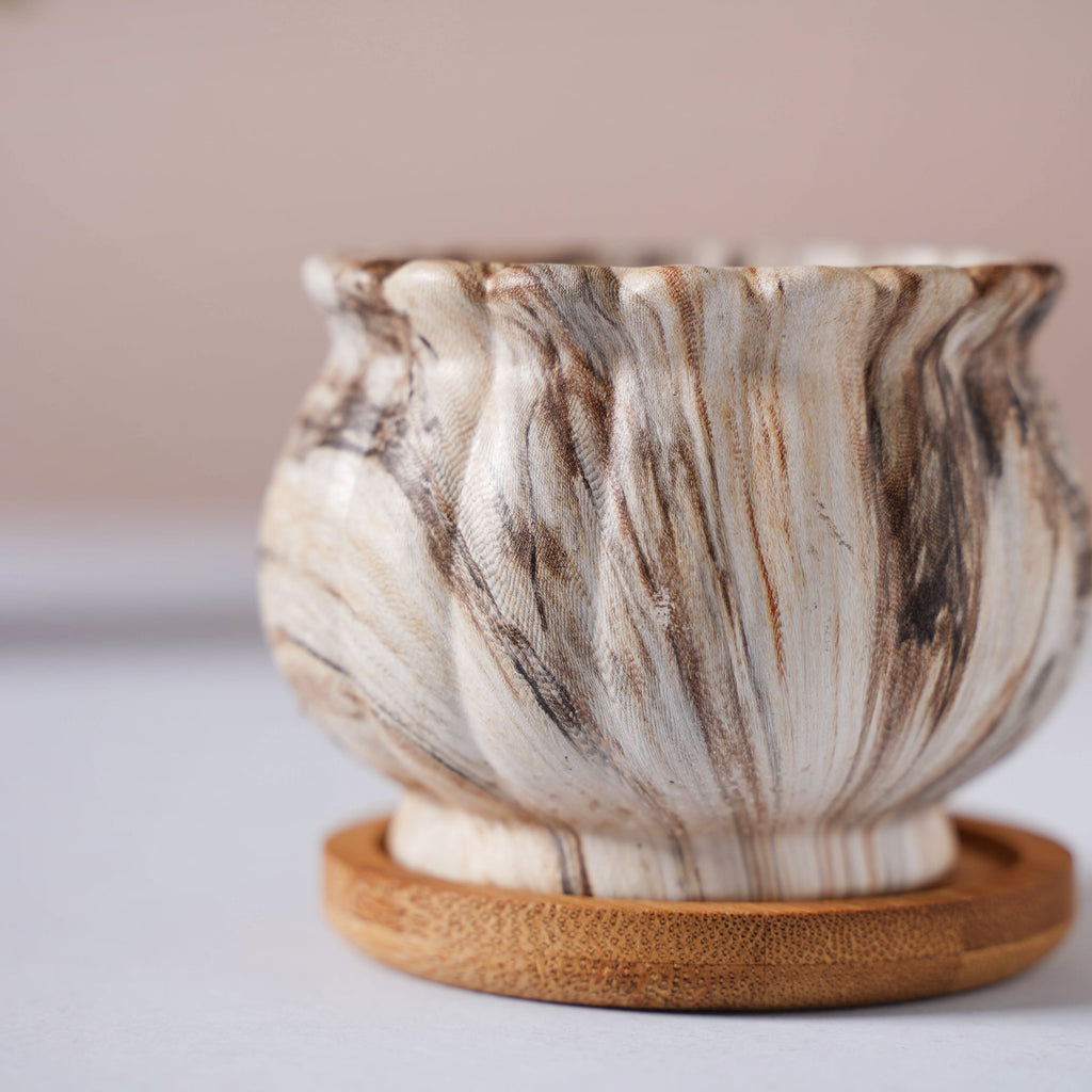 Cinzia Marble Patterned Planter With Coaster Nestasia