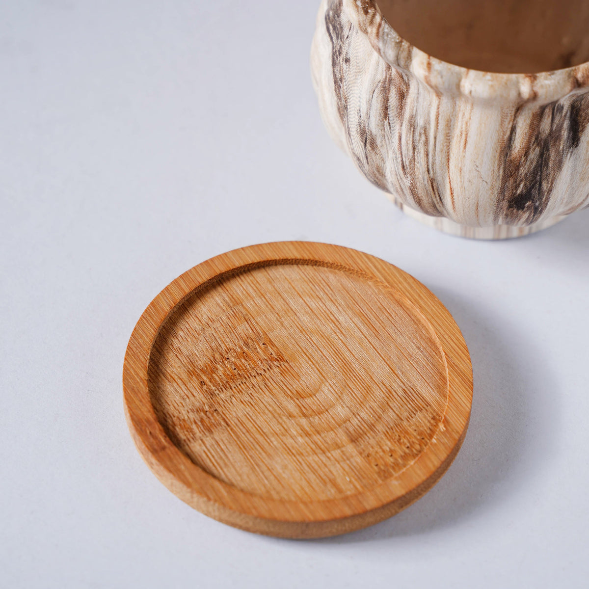 Cinzia Marble Patterned Planter With Coaster Nestasia