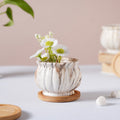 Cinzia Marble Patterned Planter With Coaster Nestasia