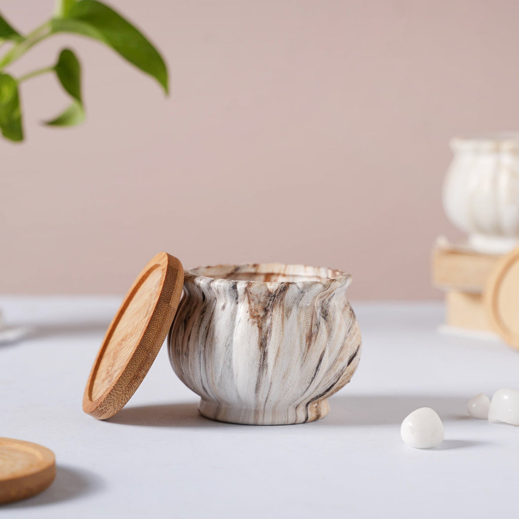 Cinzia Marble Patterned Planter With Coaster Nestasia