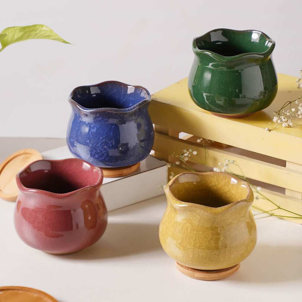 Botanica Brown Ceramic Planter With Coaster Nestasia