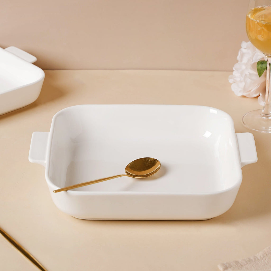 Serena Lily White Ceramic Baking Plate Large Nestasia