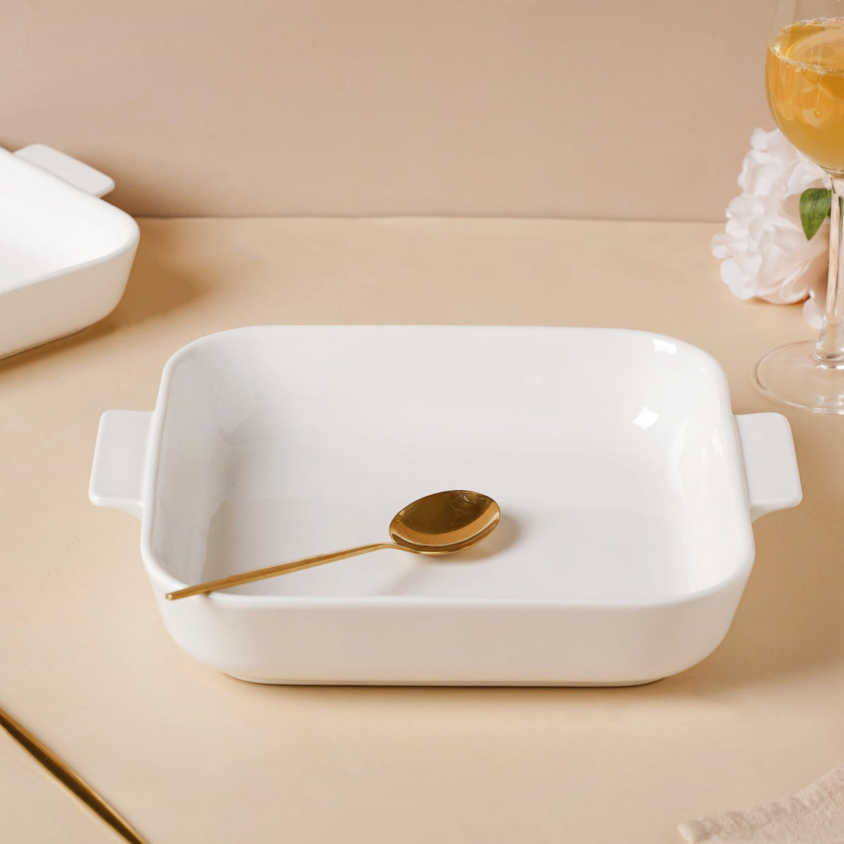 Serena Lily White Ceramic Baking Plate Large Nestasia