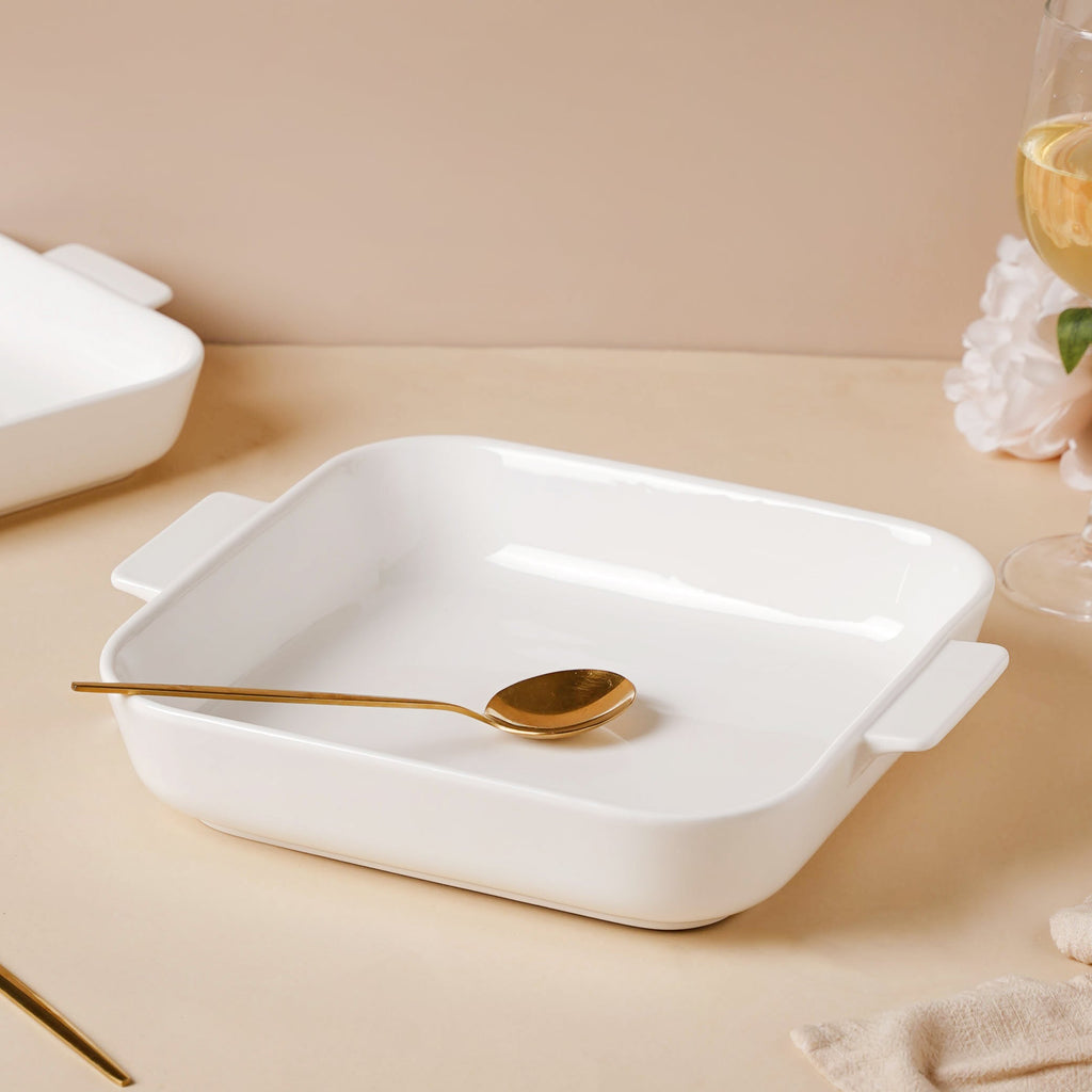 Serena Lily White Ceramic Baking Plate Large Nestasia