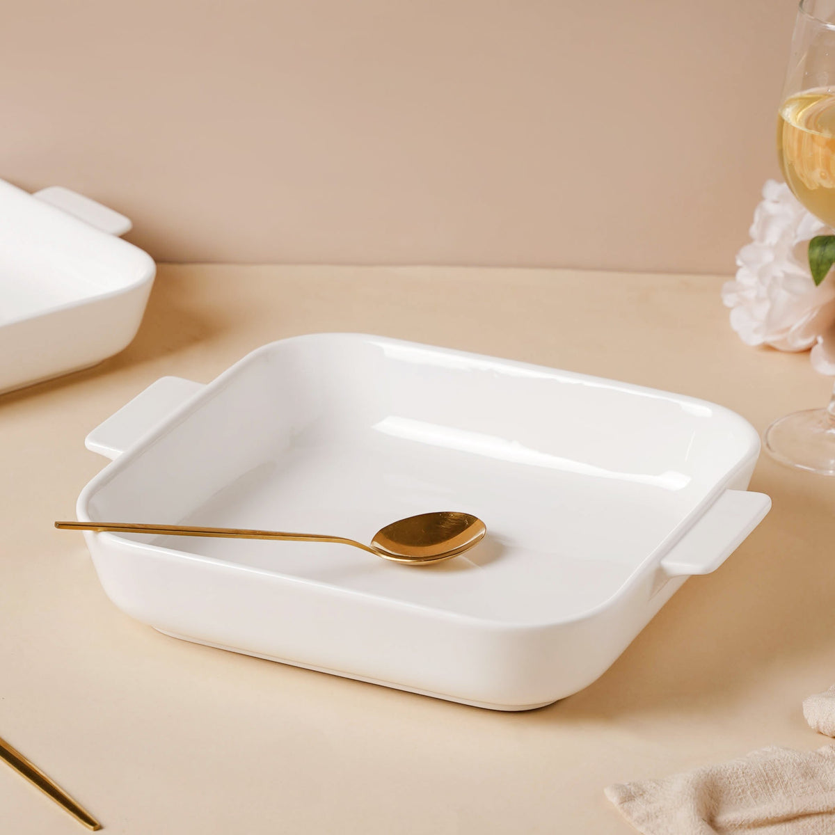 Serena Lily White Ceramic Baking Plate Large Nestasia
