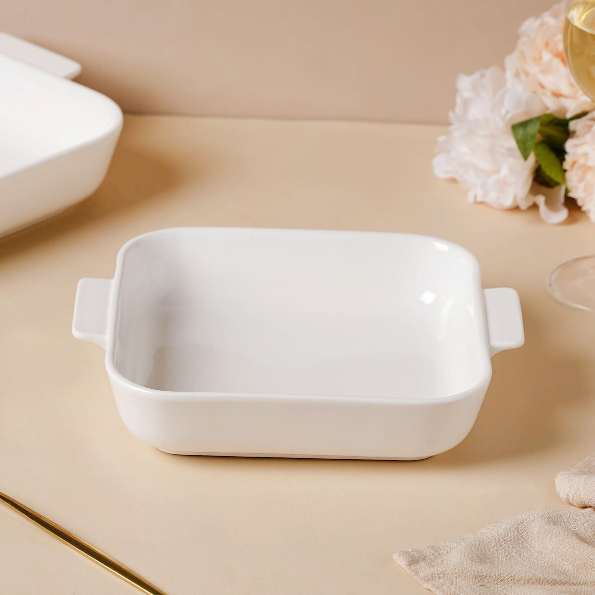 Serena Lily White Ceramic Baking Plate Small Nestasia