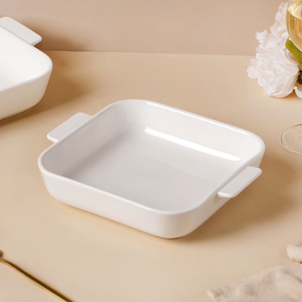 Serena Lily White Ceramic Baking Plate Small Nestasia
