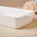 Serena Lily White Ceramic Ribbed Baking Plate Large Nestasia