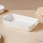 Serena Lily White Ceramic Ribbed Baking Plate Large Nestasia