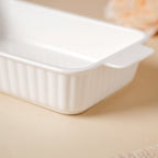 Serena Lily White Ceramic Ribbed Baking Plate Small Nestasia