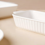 Serena Lily White Ceramic Ribbed Baking Plate Small Nestasia
