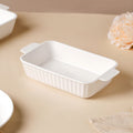 Serena Lily White Ceramic Ribbed Baking Plate Small Nestasia