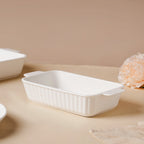 Serena Lily White Ceramic Ribbed Baking Plate Small Nestasia
