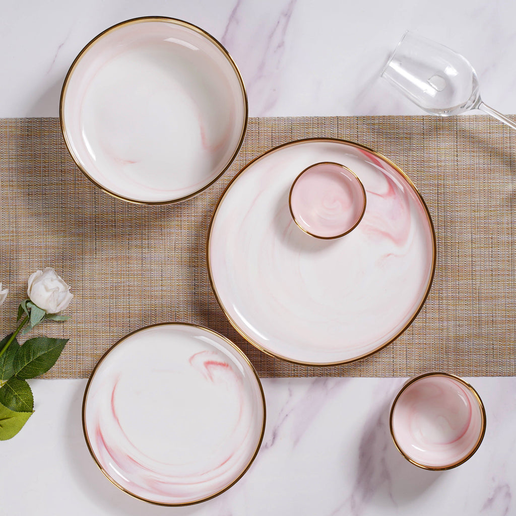 Pink Marble 26 Piece Dinnerware For 6 Nestasia
