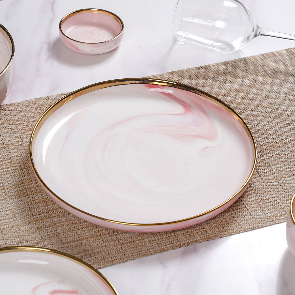 Pink Marble 26 Piece Dinnerware For 6 Nestasia