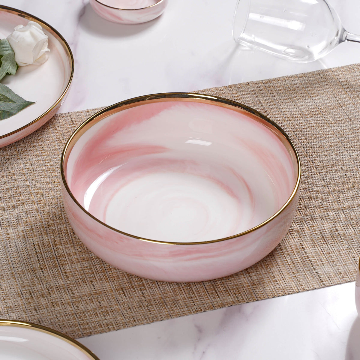 Pink Marble 26 Piece Dinnerware For 6 Nestasia
