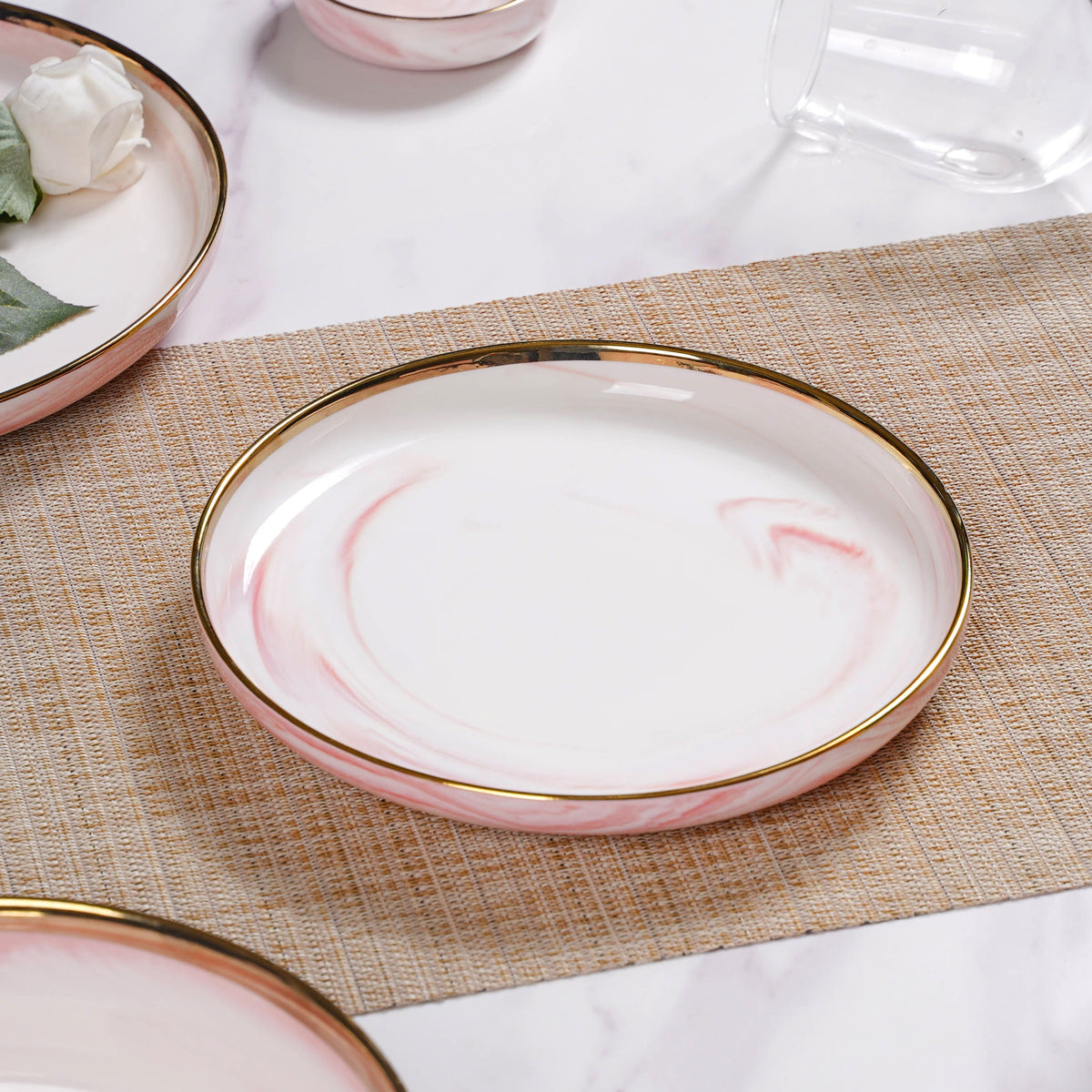 Pink Marble 26 Piece Dinnerware For 6 Nestasia