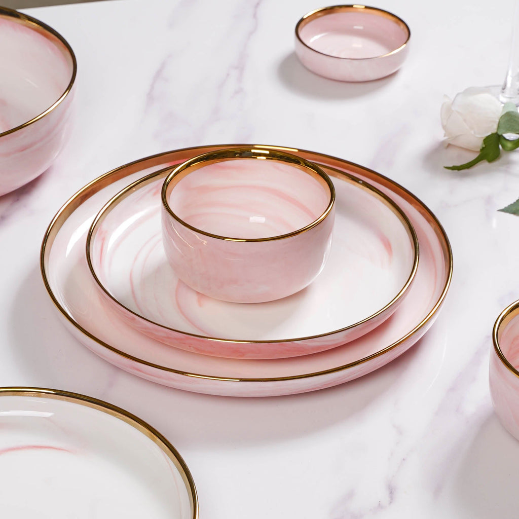 Pink Marble 26 Piece Dinnerware For 6 Nestasia