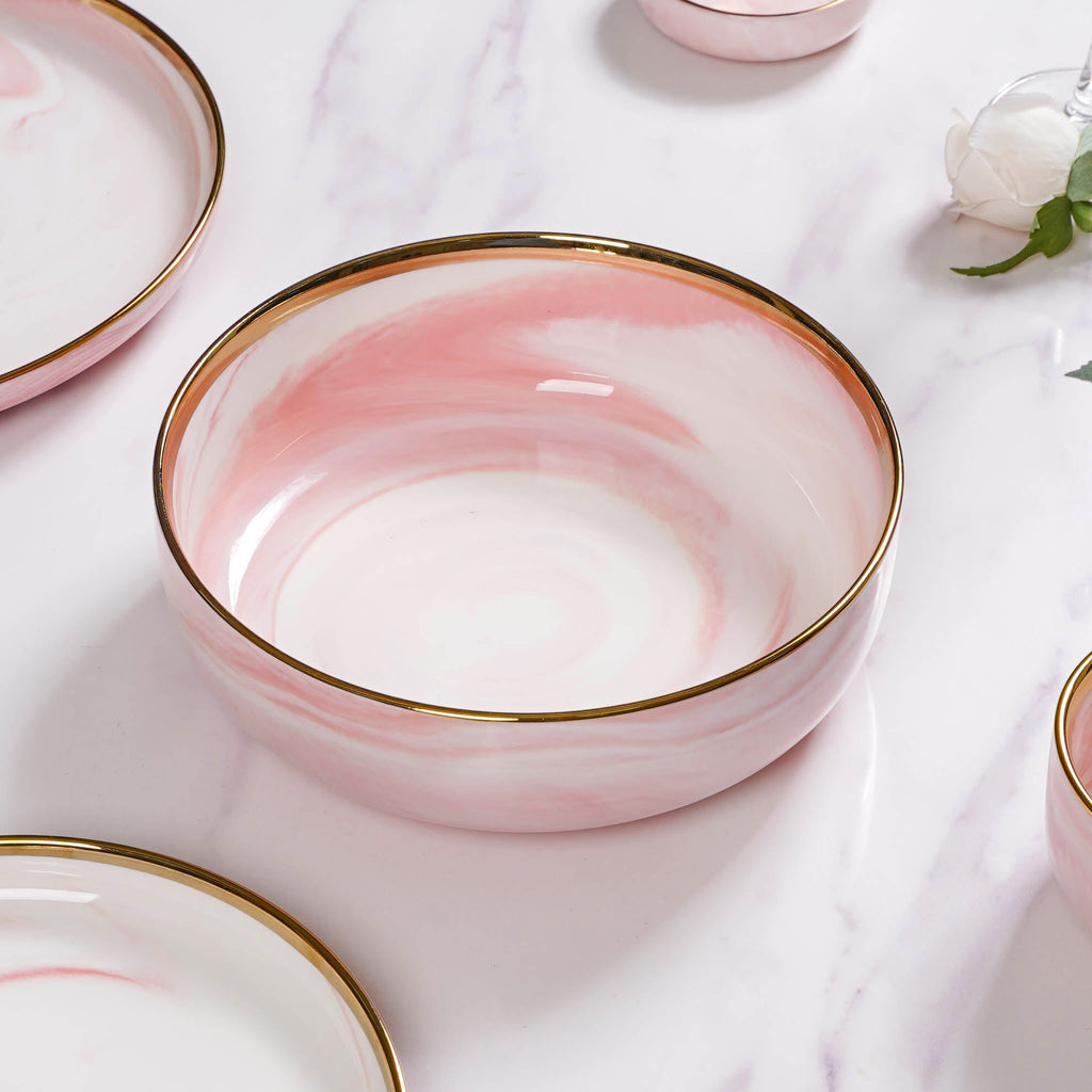 Pink Marble 26 Piece Dinnerware For 6 Nestasia