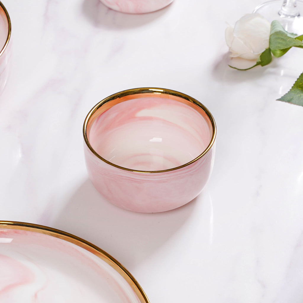 Pink Marble 26 Piece Dinnerware For 6 Nestasia