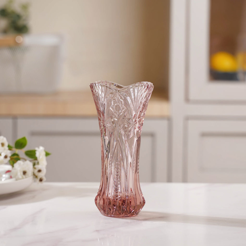 Pink Cut Glass Vase Nestasia