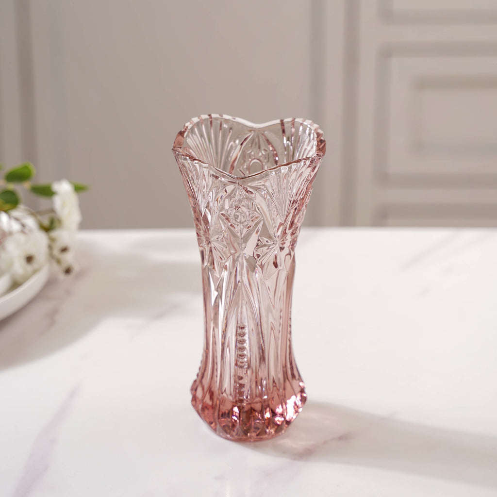 Pink Cut Glass Vase Nestasia